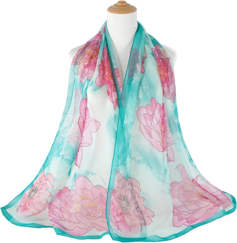 E-Clover Women Soft Floral Print Shawl Chiffon Sheer Scarf - Image 3